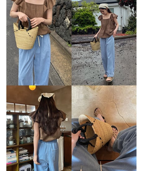 relax wide denim pants/2color
