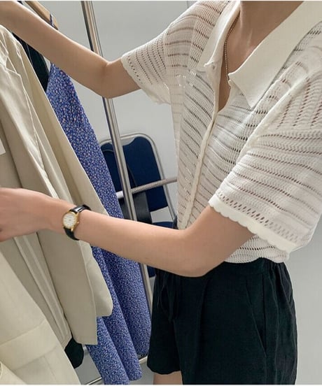 sheer border shirt/2color