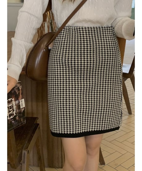 knit short skirt/2color