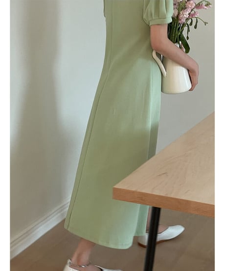 puff sleeve simple dress/3color