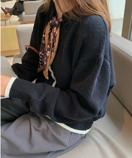 [OUTLET]scarf knit cardigan/3color