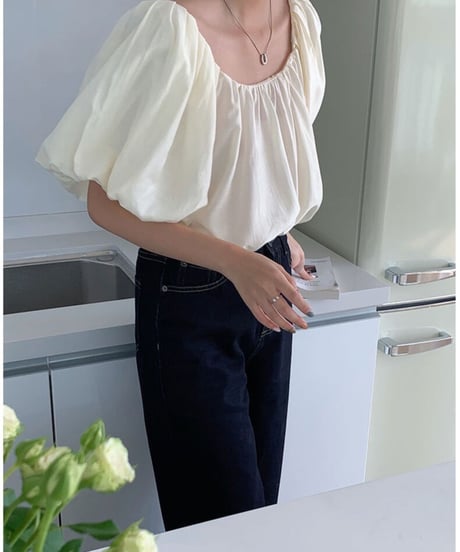 tulip sleeve blouse(half sleeve)/2color(ネコポス)