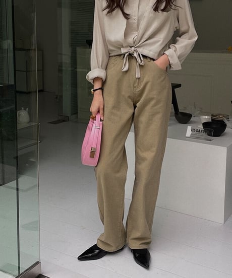 beige straight denim