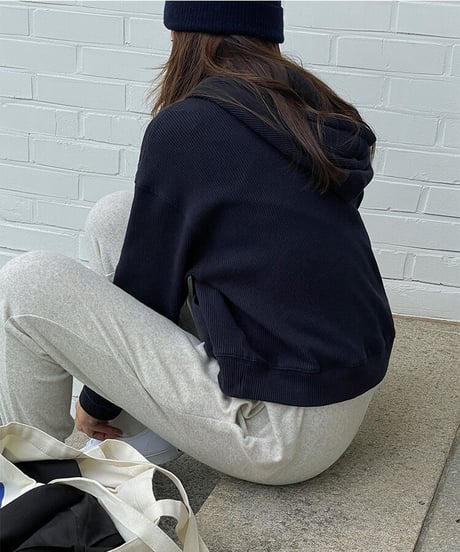 [OUTLET]waffle  half zip hoodie/3color
