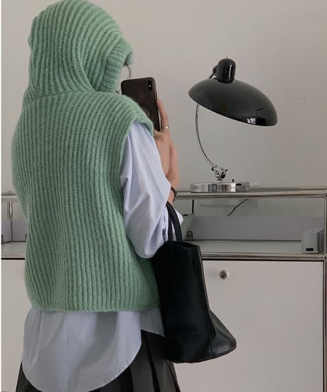 [OUTLET]hoodie knit vest/3color