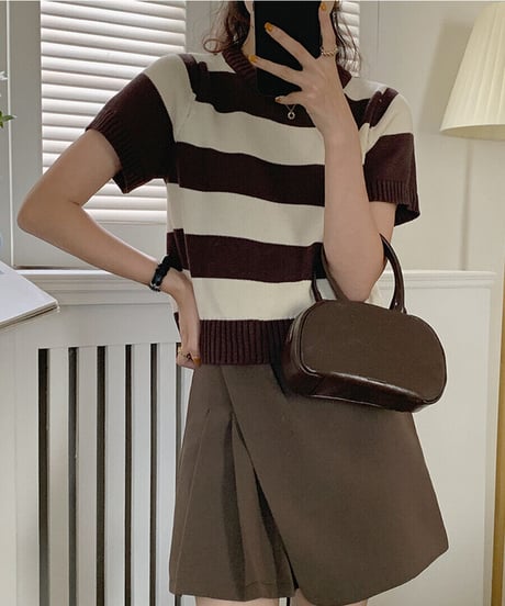 border knit tee/3color