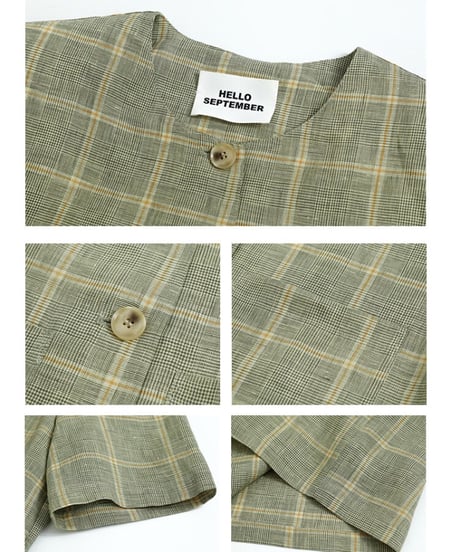 （linen 100%）linen check SET UP(上)/2color