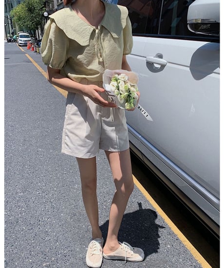 design collar ribbon blouse/3color