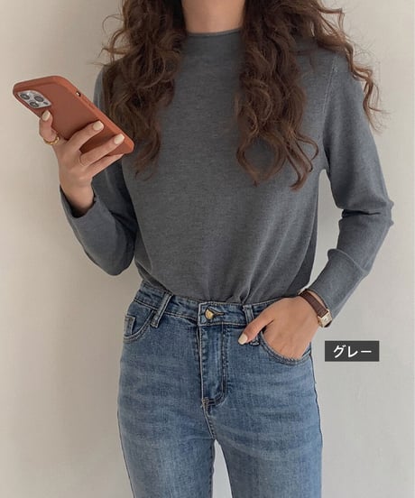 mock neck color knit/11color