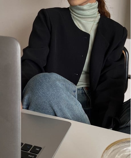 no collar button jacket/3color