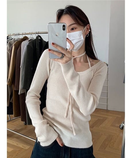 neck ribbon tops/2color(ネコポス)