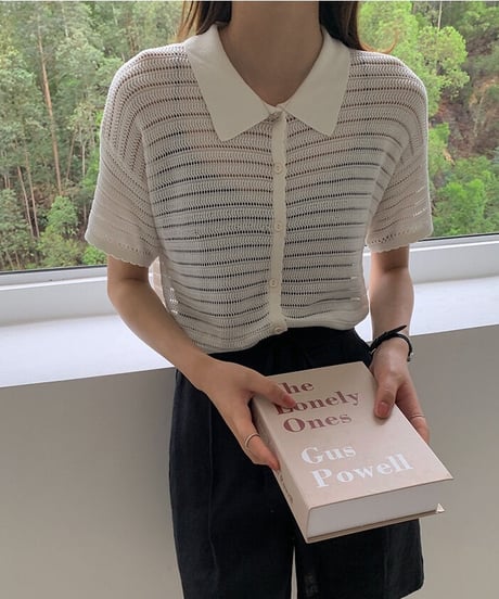 sheer border shirt/2color
