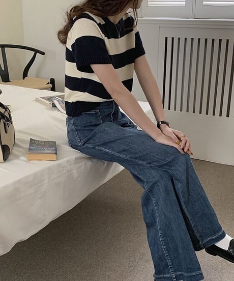 border knit tee/3color