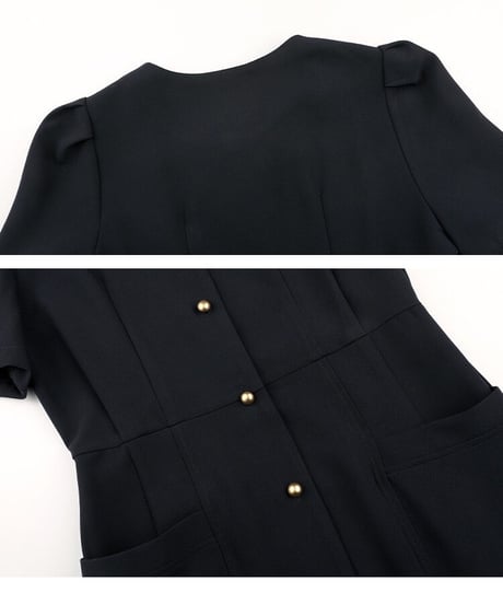 front button classic dress(half sleeve)/2color