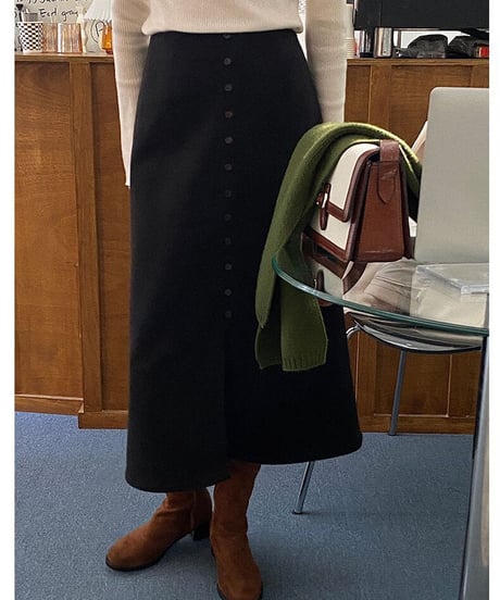 front button skirt/2color