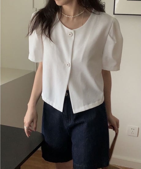 double button blouse(half sleeve)/3color(ネコポス)