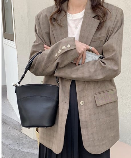 back slit check jacket/2color
