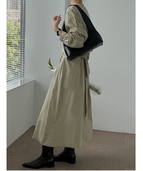 waist wrap long dress/3color