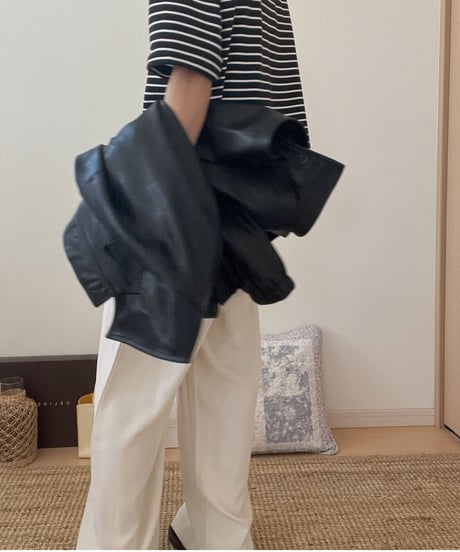 mock neck border T-shirt/2color(ネコポス)