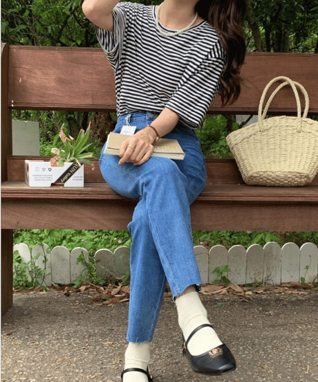(meet me)cropped slim denim pants