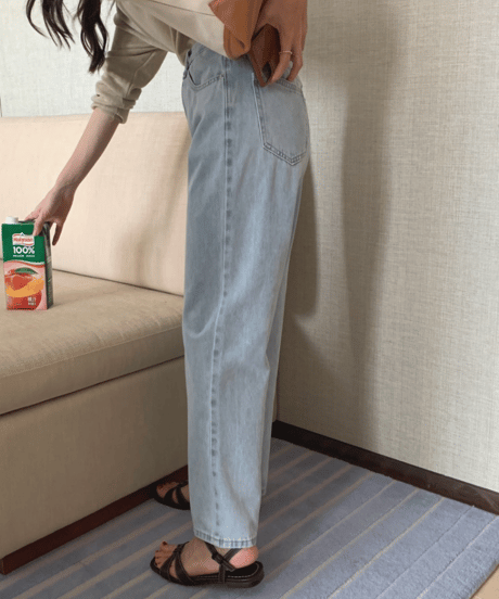 straight light denim pants