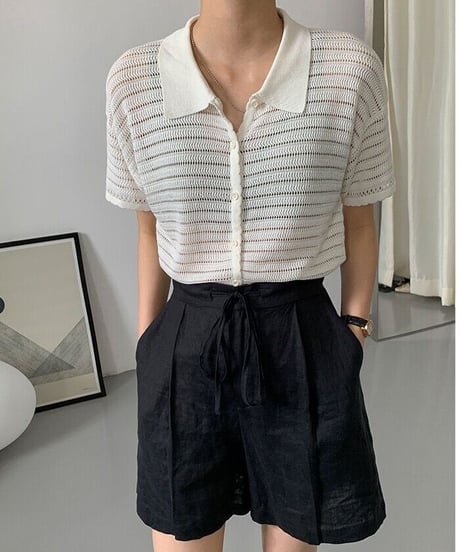 sheer border shirt/2color
