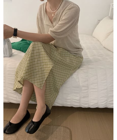 check side slit skirt/2color