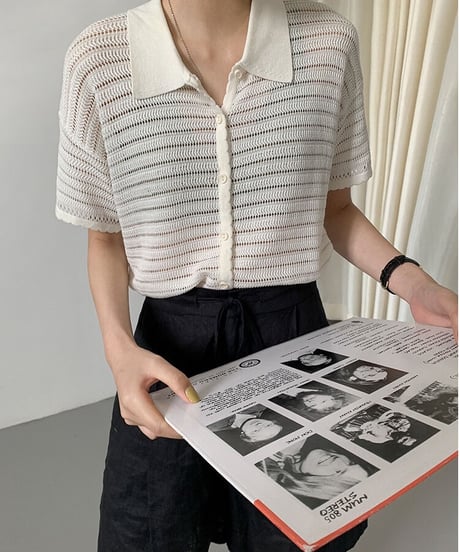 sheer border shirt/2color