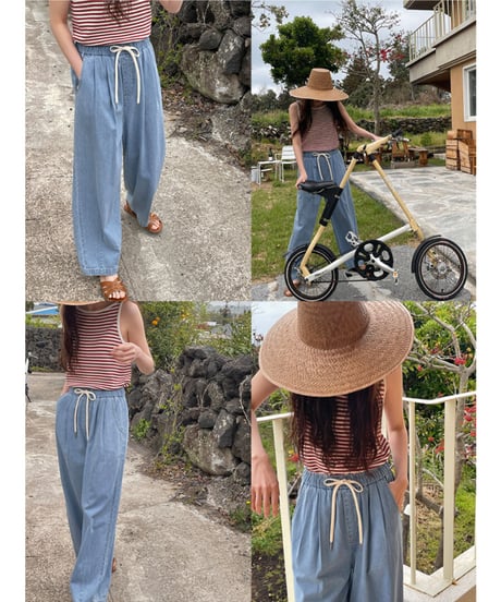 relax wide denim pants/2color