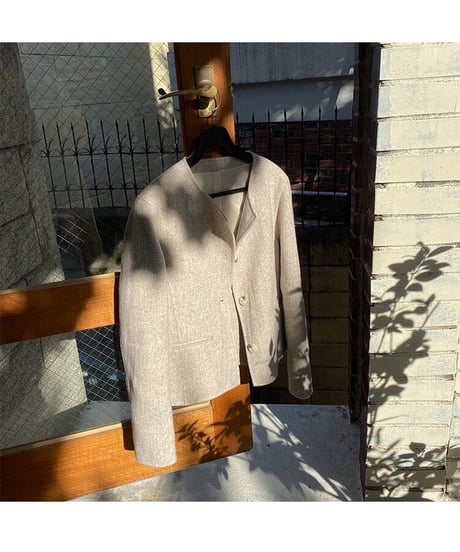 no collar short jacket 【Wool 100%】