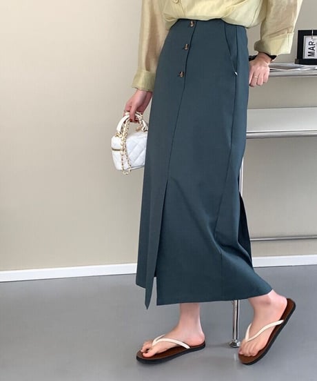 button pencil skirt/3color