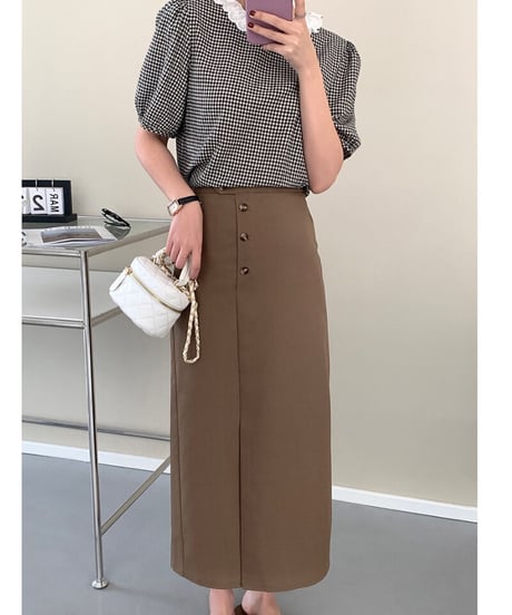 button pencil skirt/3color