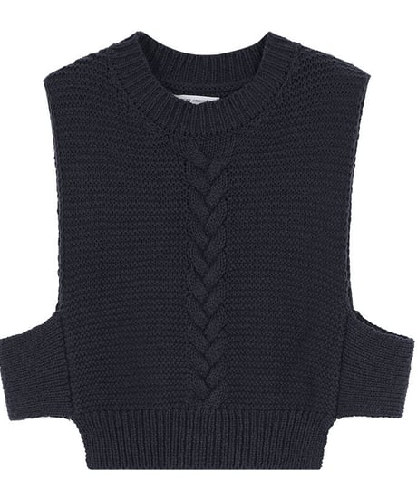 cable side open vest/3color