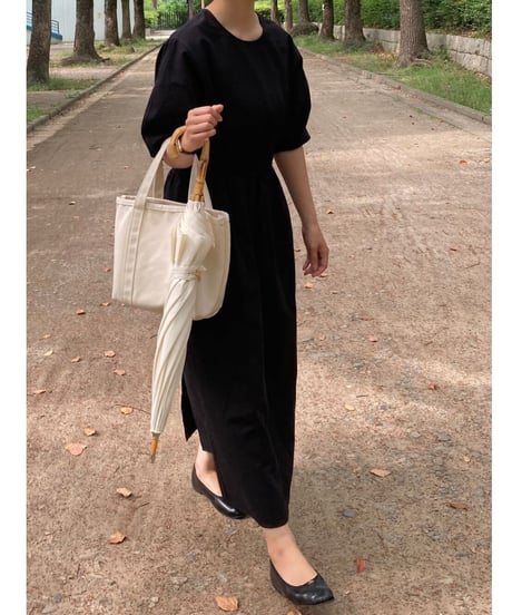 waist mark linen dress/3color