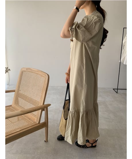 V neck long dress/3color