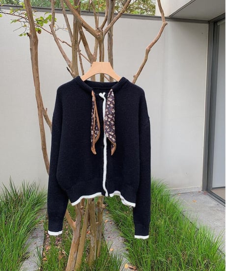 [OUTLET]scarf knit cardigan/3color