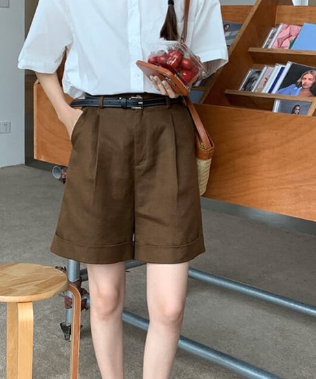 cotton linen half pants/3color