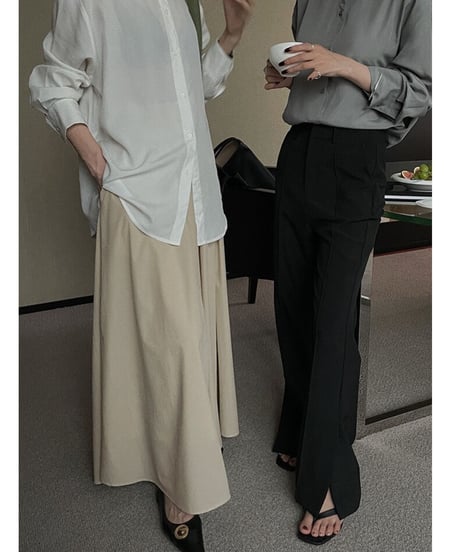 tuck flare maxi skirt/3color