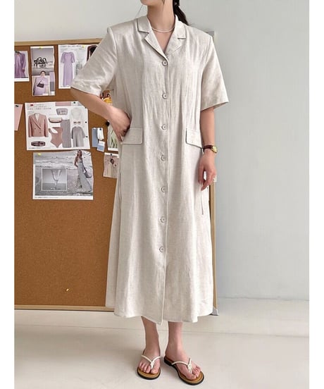 linen shirt dress/2color