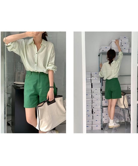 stripe over shirt/3color