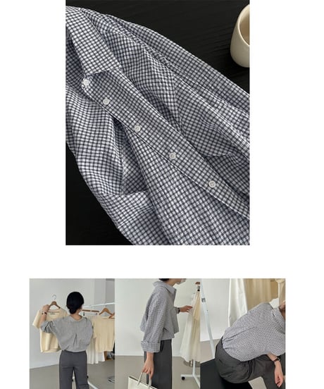 gingham check daily shirt/2color