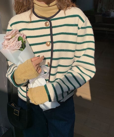 border piping knit jacket/2color