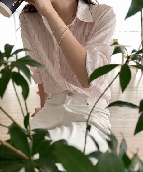 sheer stripe shirt/3color(ネコポス)