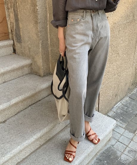 [OUTLET]gray straight denim