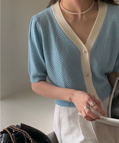 double color summer cardigan(half sleeve)/2color