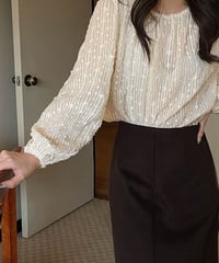 glossy lace blouse/2color