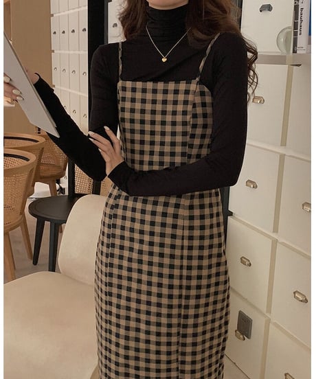 check camisole dress/2color