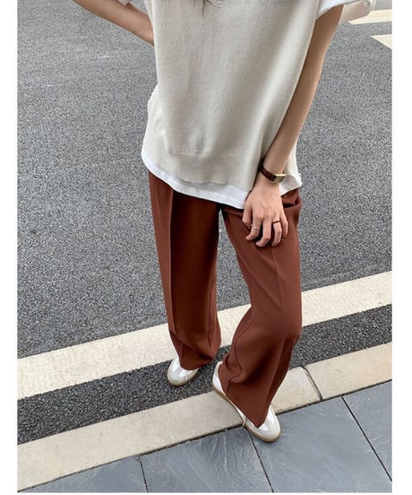 [OUTLET]color center press slacks/2color