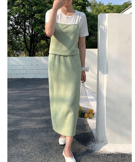 back lace up set up dress(上)/4color