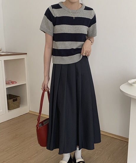 border knit tee/3color